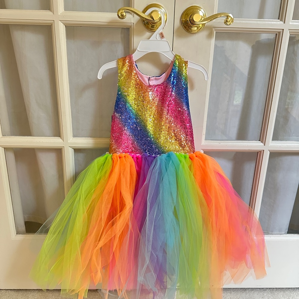 Rainbow Sequin Kids Costume Dress 6T